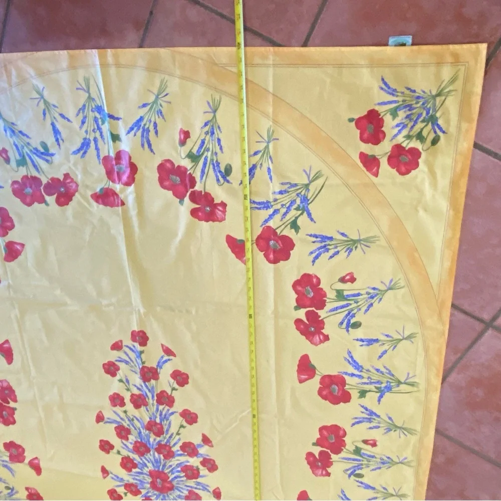 La Cigale Table Cloth Poppy Lavender Yellow Background Rectangle Approx 60X96